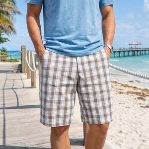 Dockers 100% Cotton Plaid Men’s Shorts Casual Classic Fit Summer Lightweight
